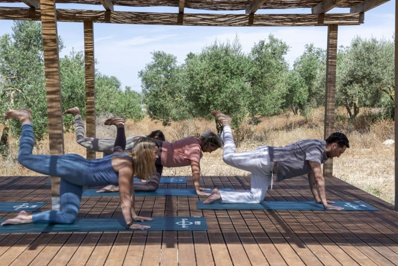 Group yoga outdoors